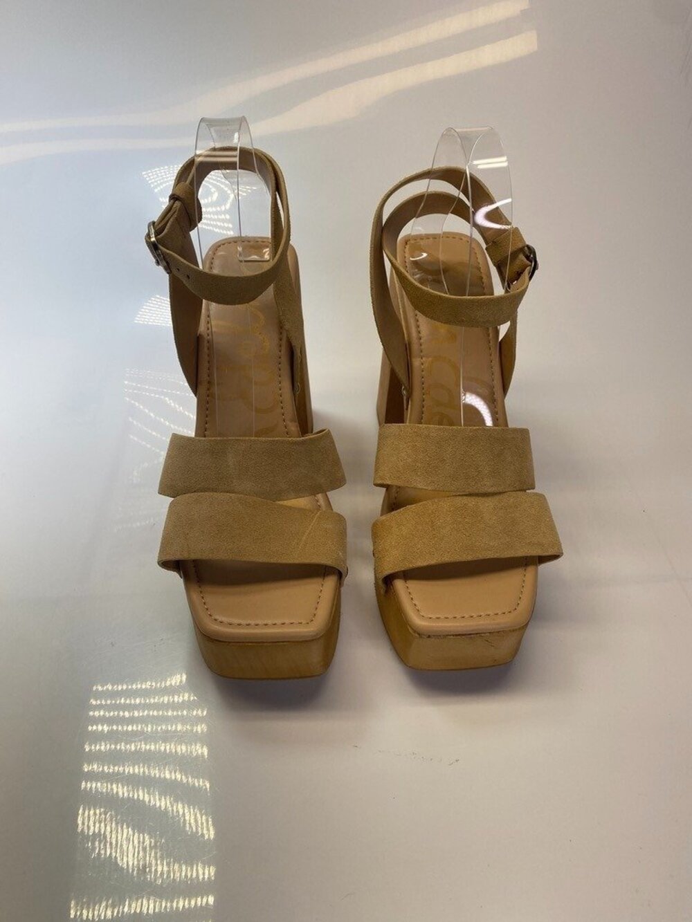 Sam Edelman Women's Leather Rosalind Strap Sesame Wooden Heel Sandal Sz 10 - Picture 2 of 11
